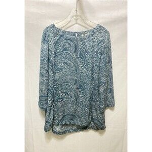 Soft Surroundings Womens L‎ 3/4 Sleeve Blue Top